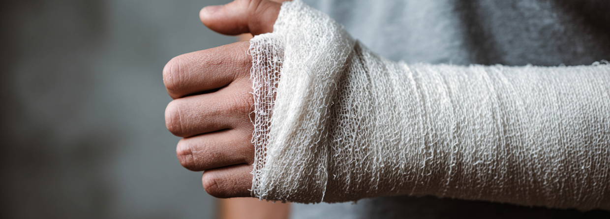 Man met zijn arm in het gips